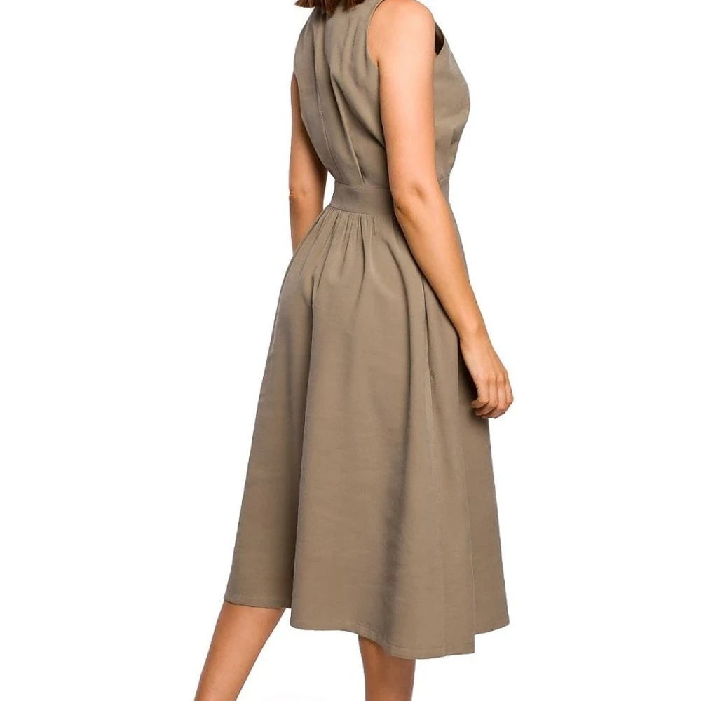 Flared Midi Dress with Belt