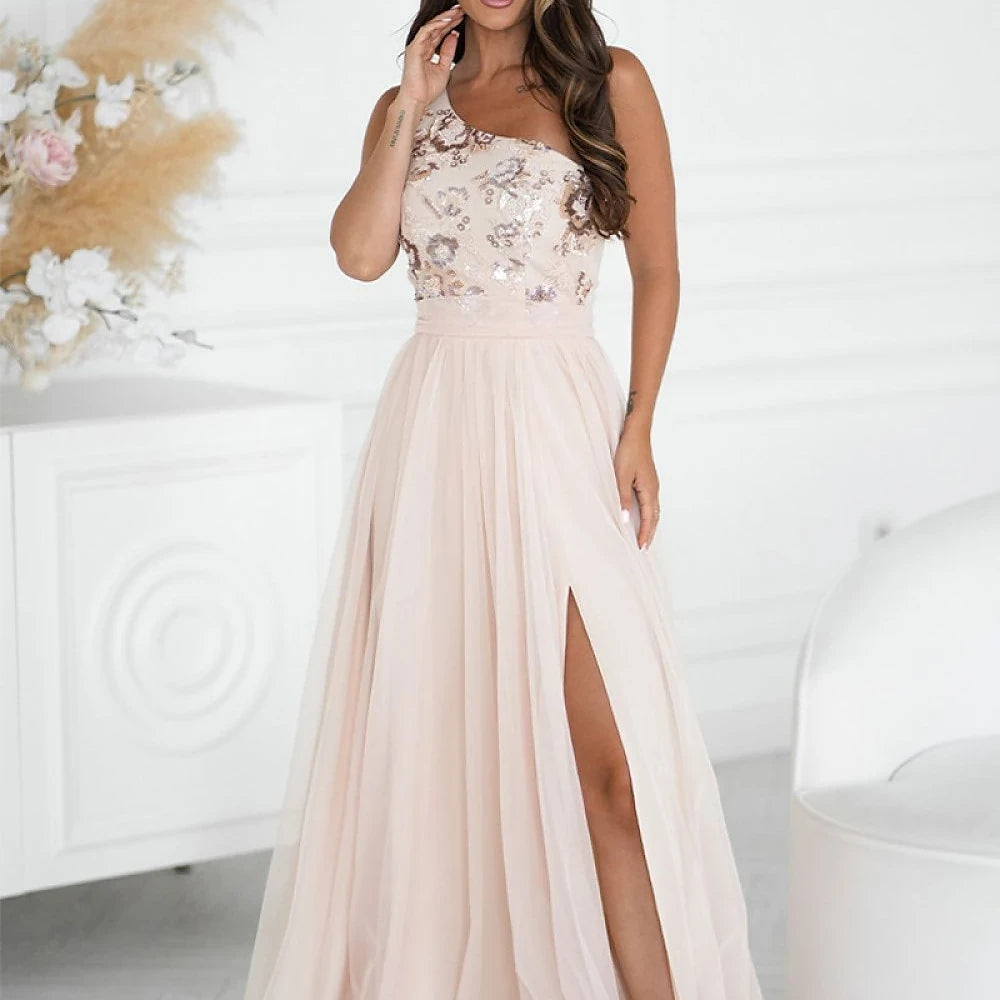 Long Tulle Dress with Slit
