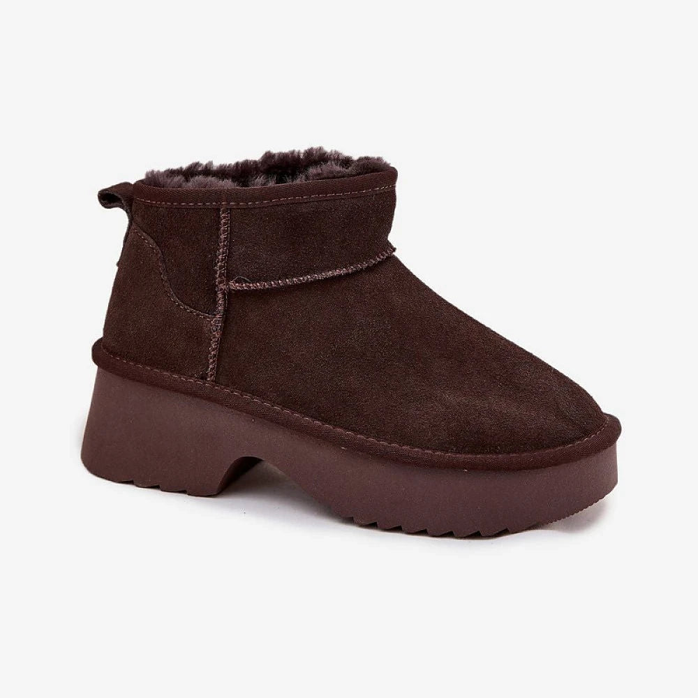 Women's Suede Snow Boots with Fur Lining