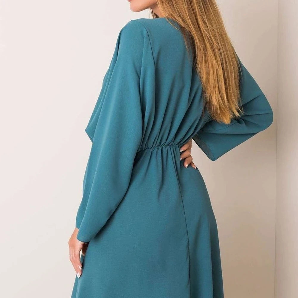 Flared Triangle Neck Day Dress