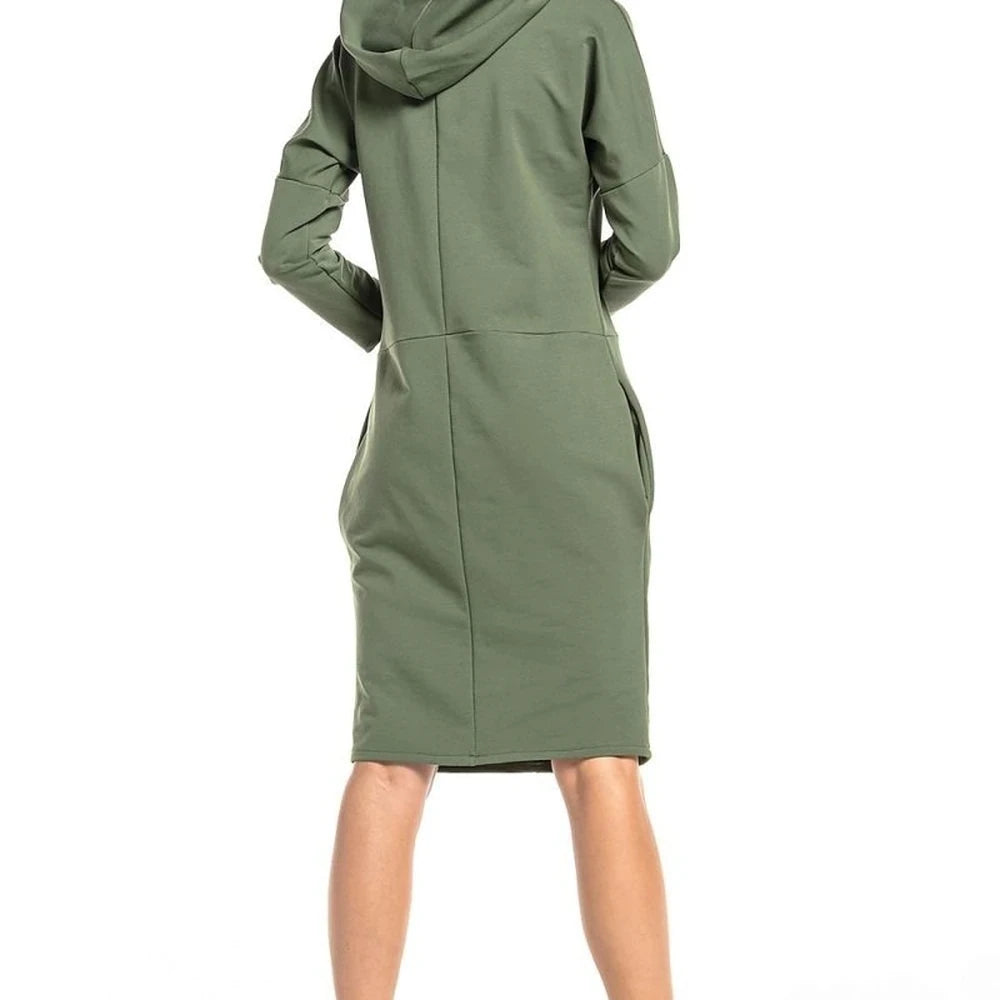 Knit Dress with Hood and Pockets