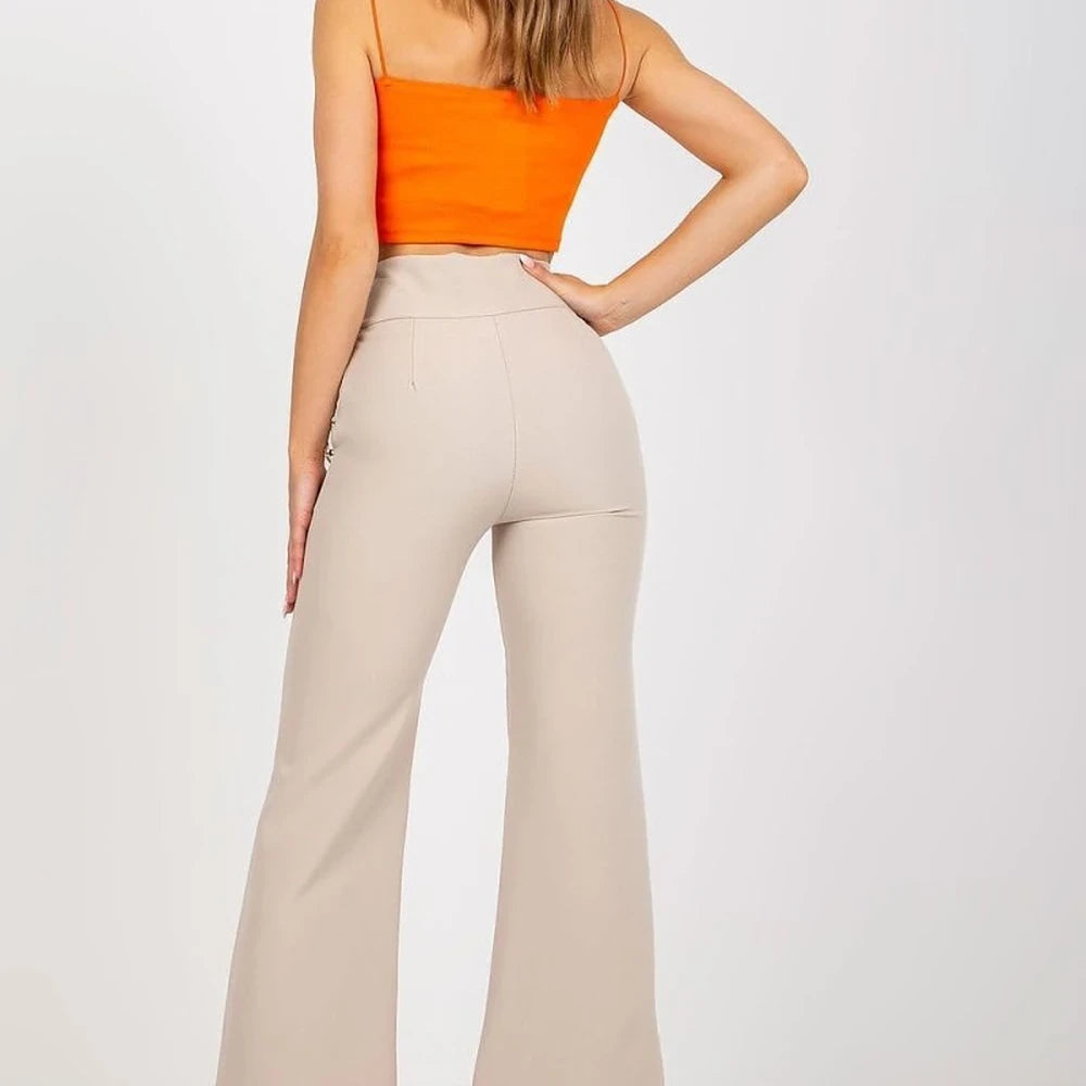 High-Waisted Trousers with Decorative Buttons