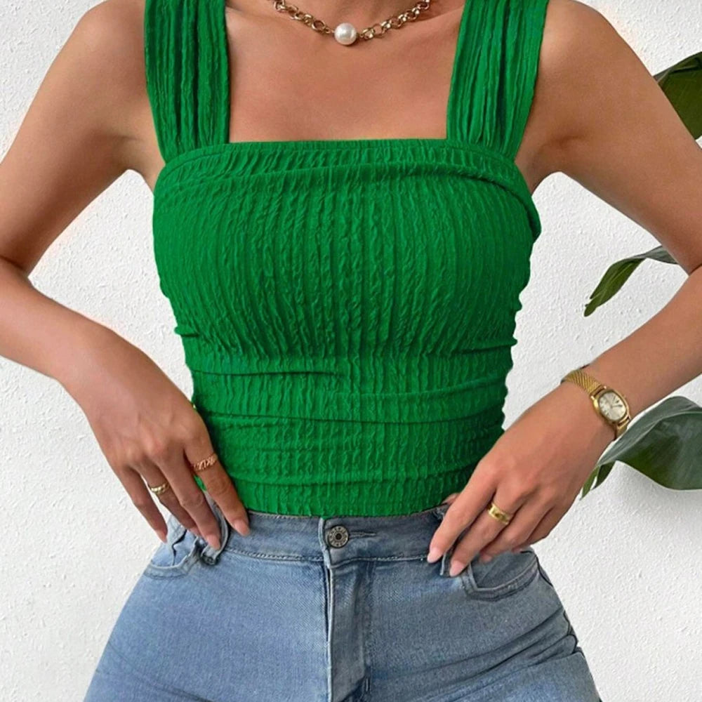 Textured Square Neck Tank Top