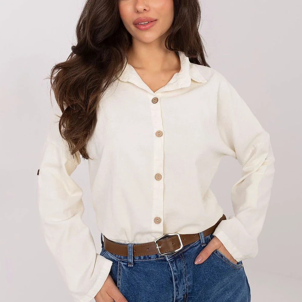Corduroy Long Sleeve Shirt with Collar