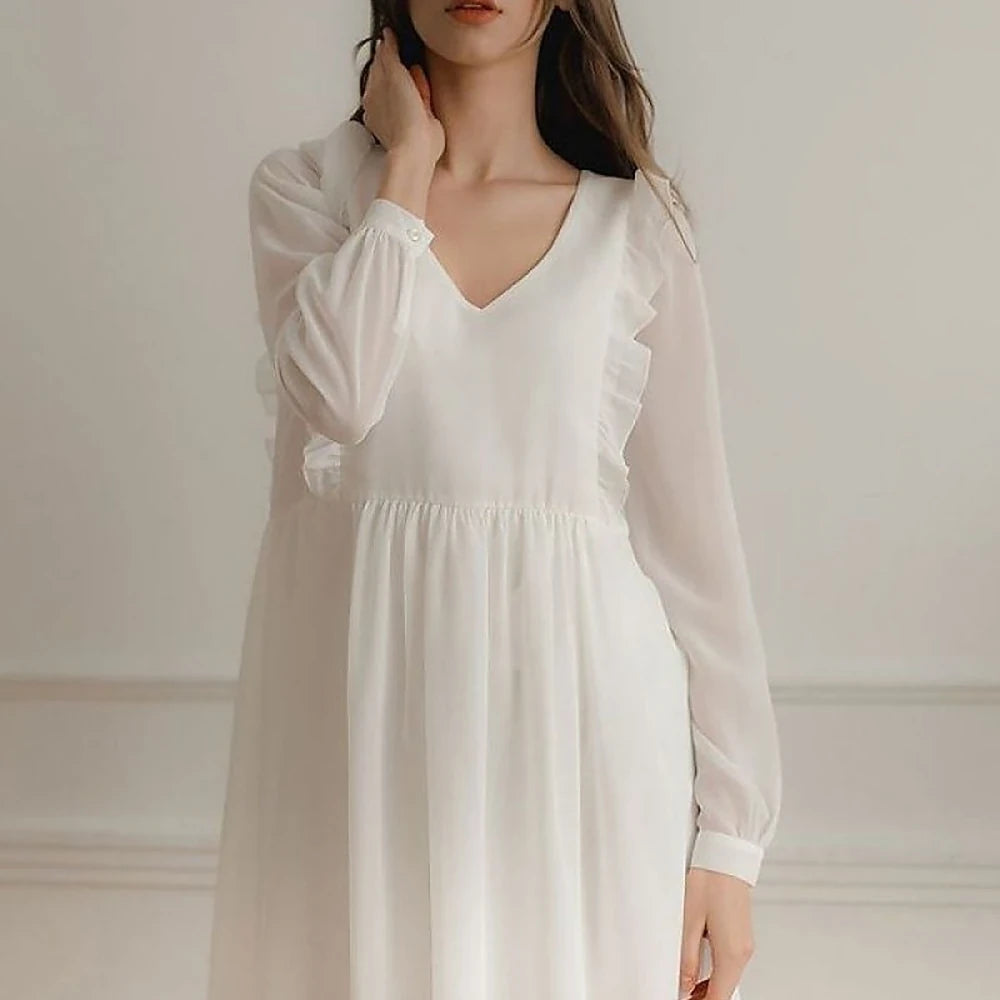 Flowy Chiffon Midi Dress with Ruffled Sleeves