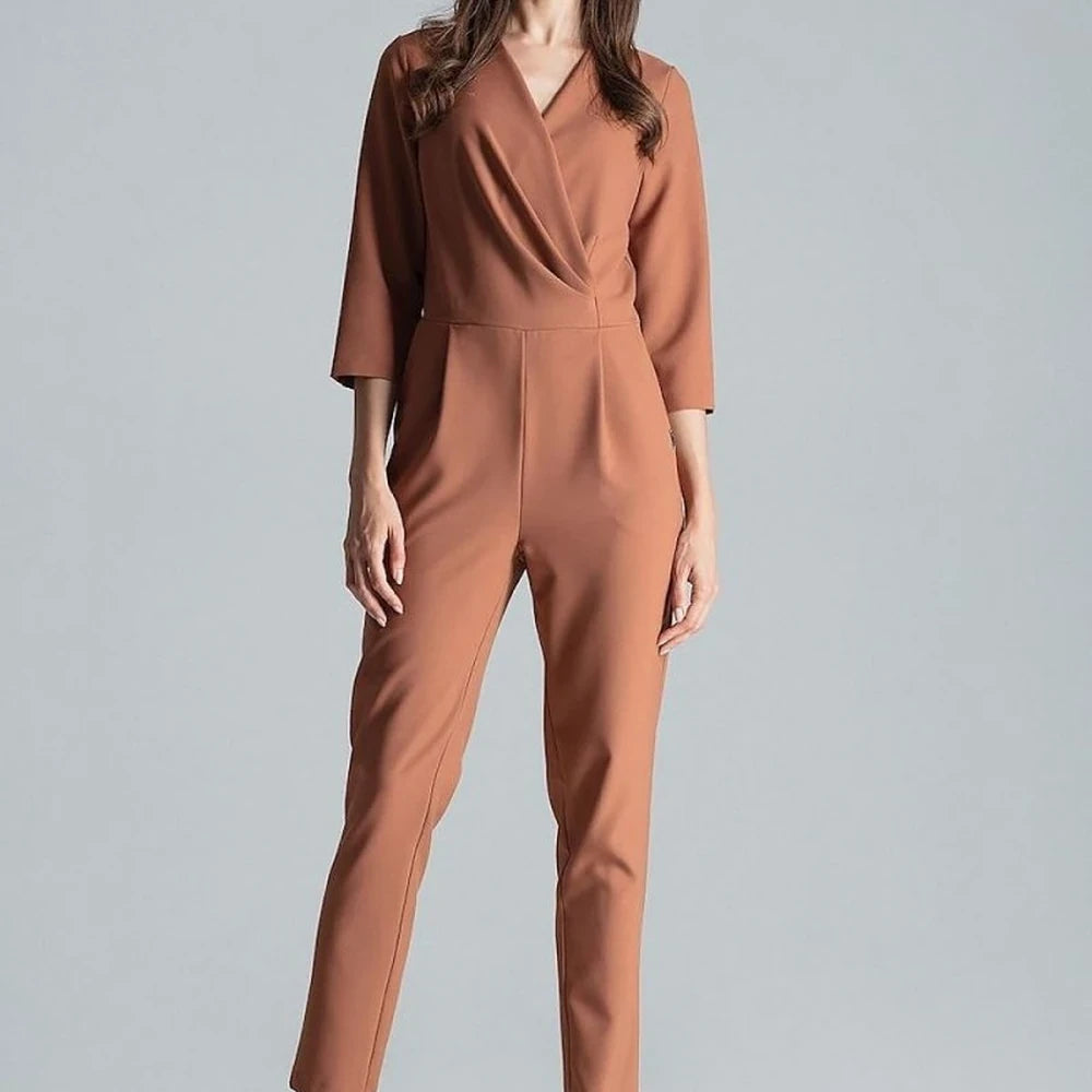 Patterned Jumpsuit with Envelope Neckline