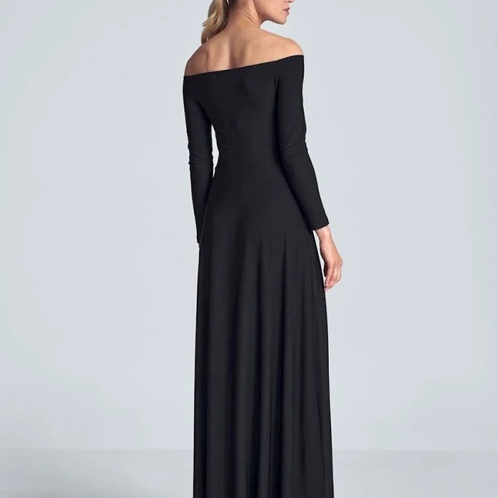 Black Maxi Dress with Long Sleeves