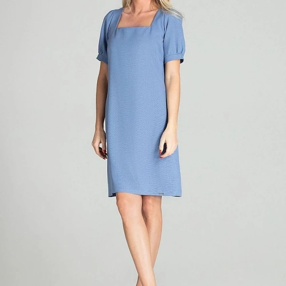 Blue Checkered Midi Dress