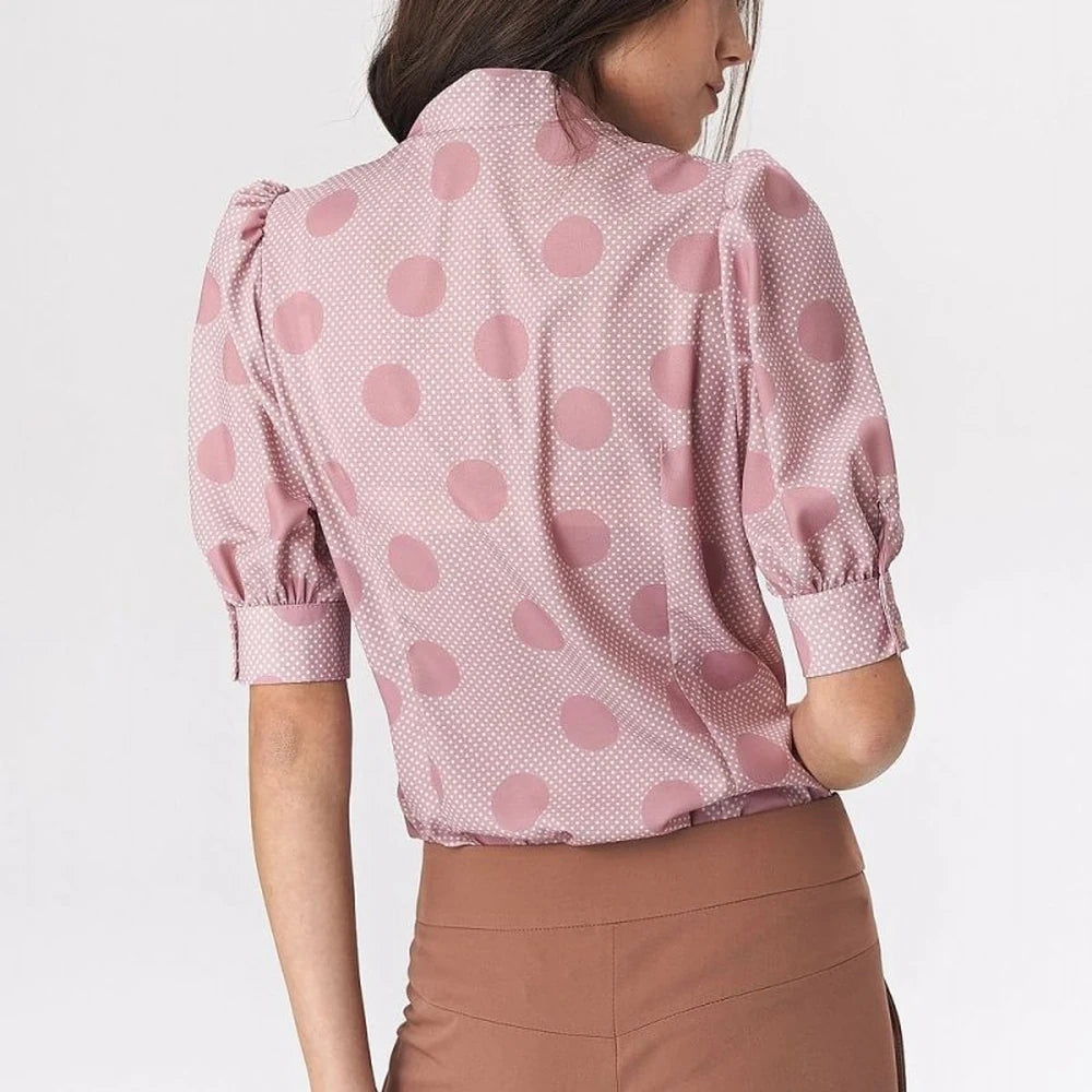Brown Viscose Blouse with Tie Neck