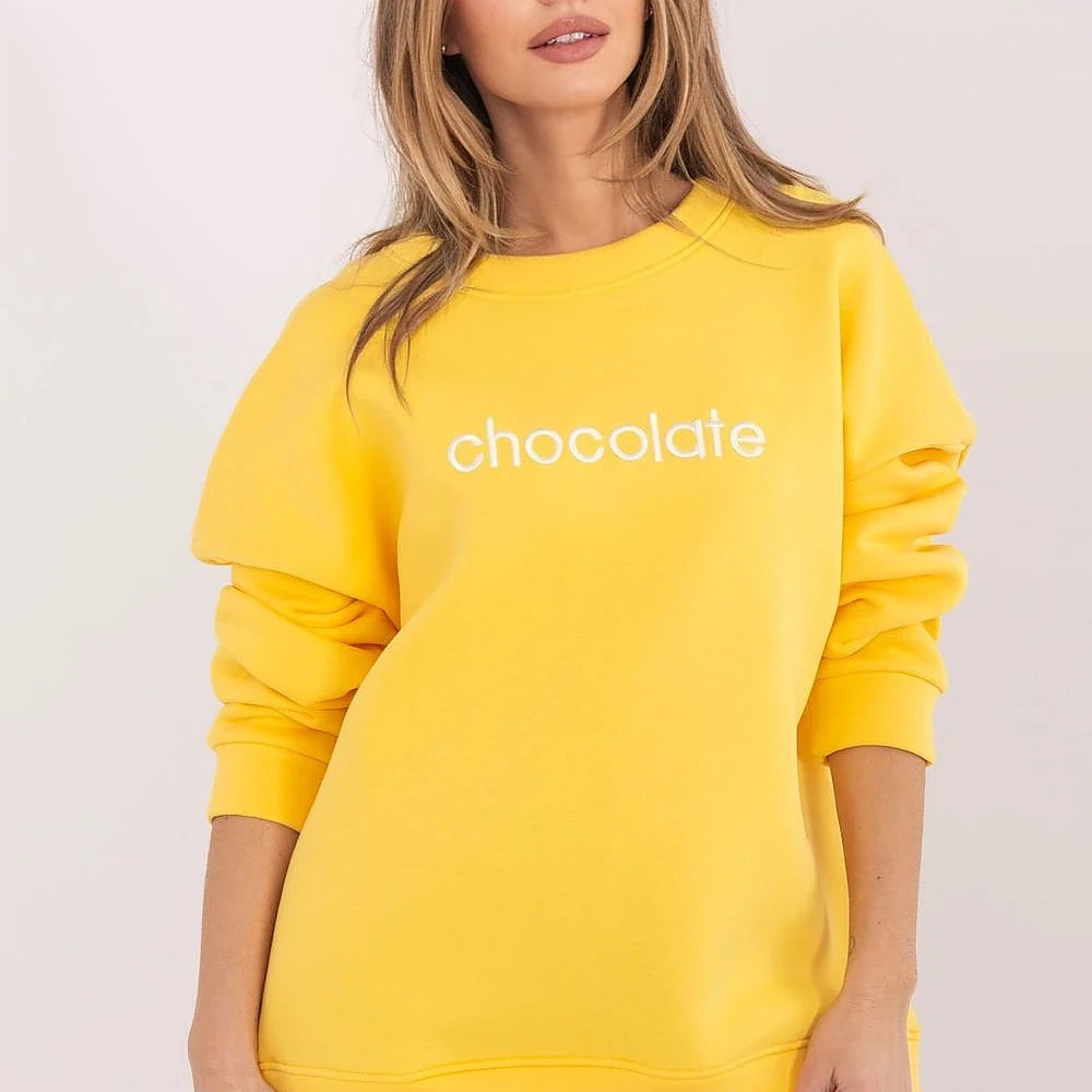 Brown Cotton Spandex Sweatshirt with Embroidery