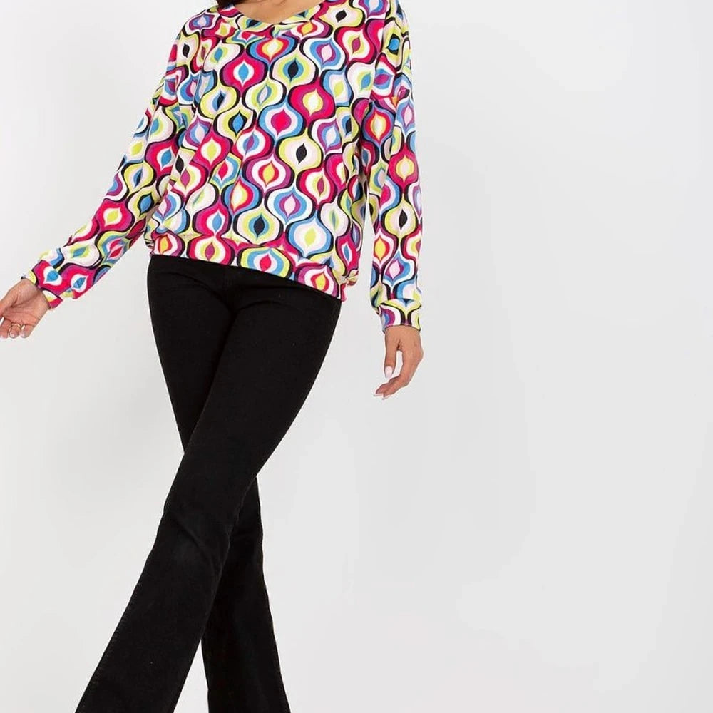 Women's Heart Neckline Patterned Sweatshirt