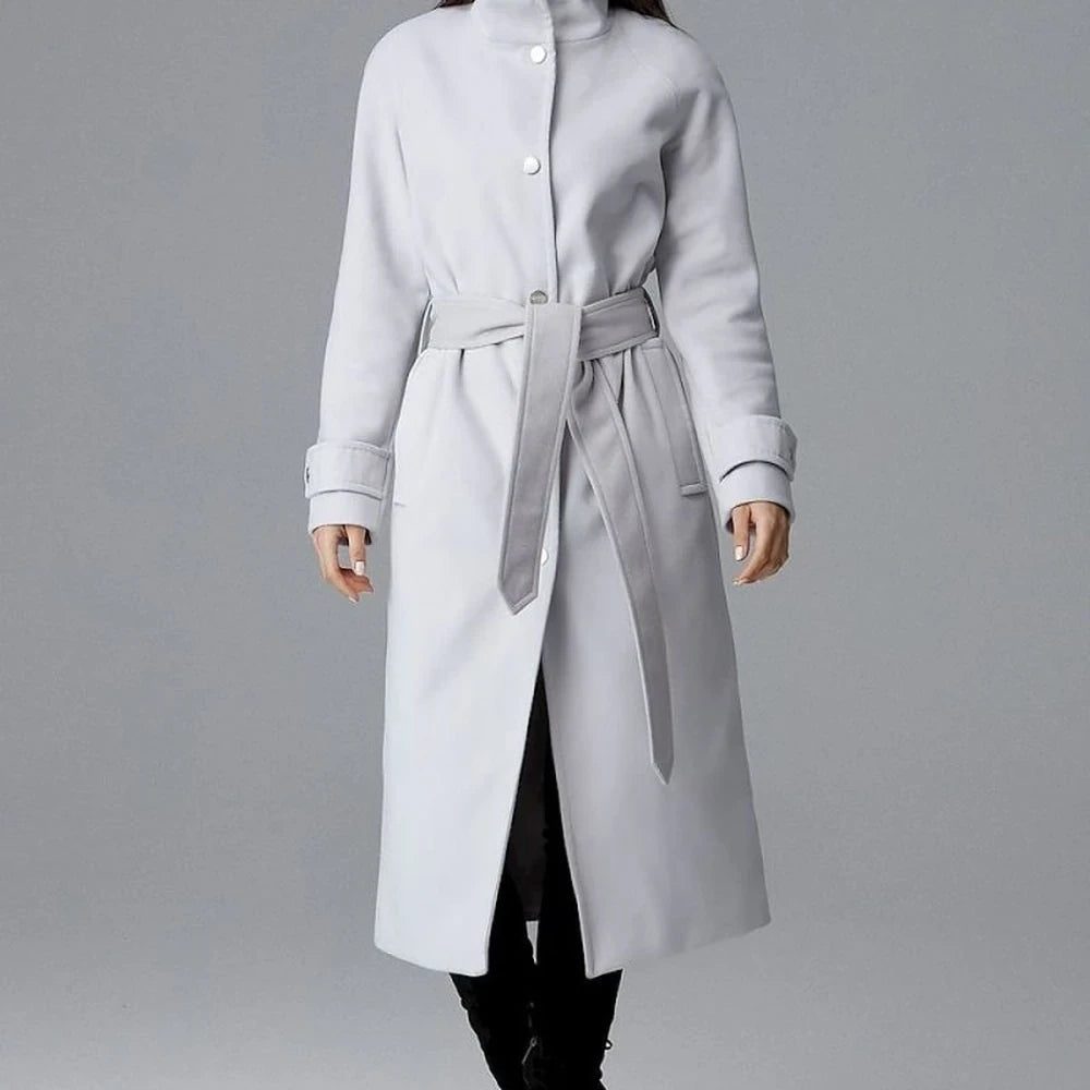 Long Single-Breasted Coat with Back Slit