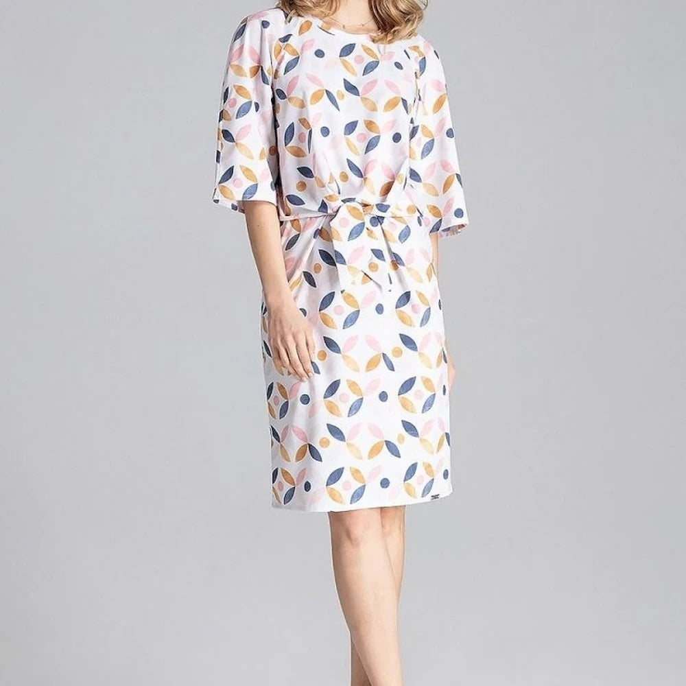 Yellow Knee-Length Dress with Elastic Waist