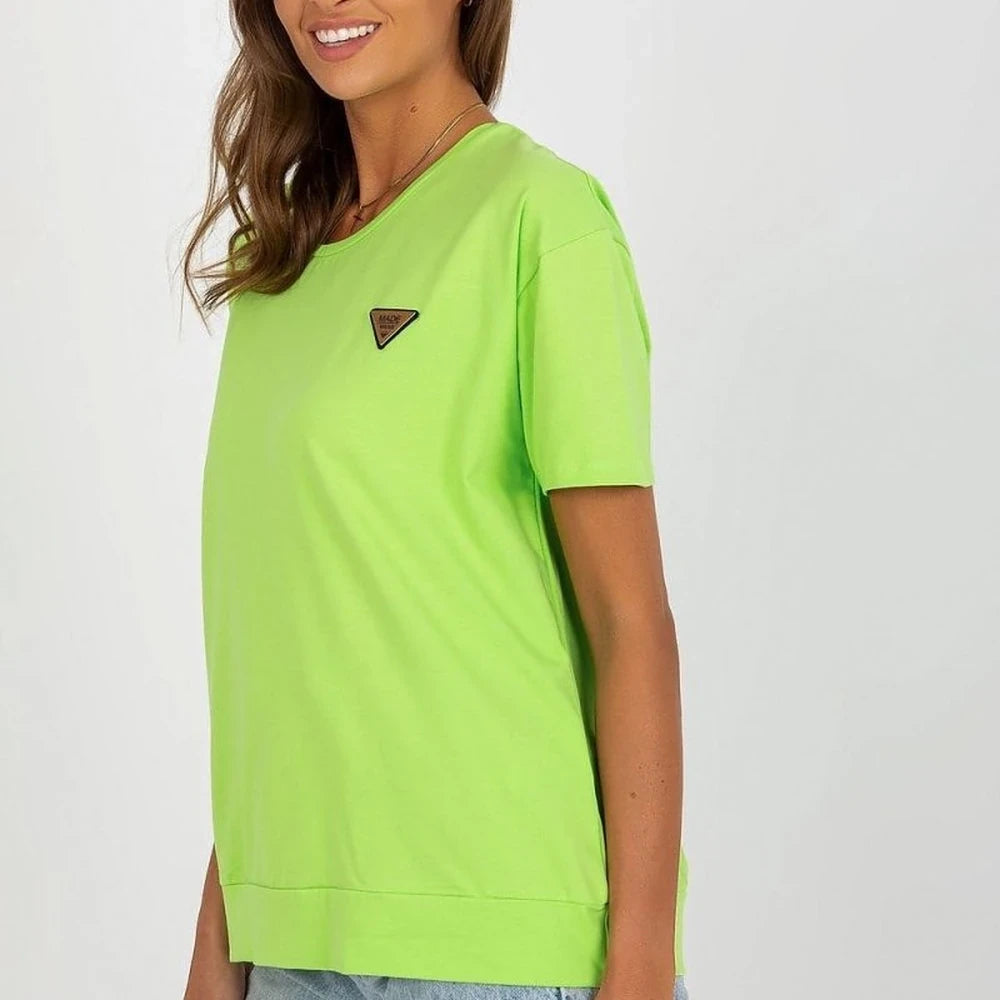 Cotton Blend Blouse with Round Neck