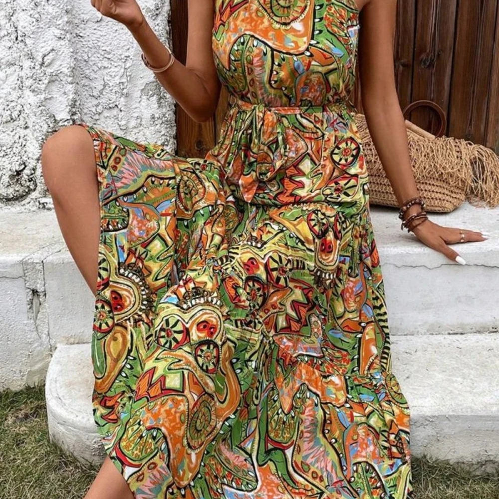 Floral Sleeveless Tie-Front Dress