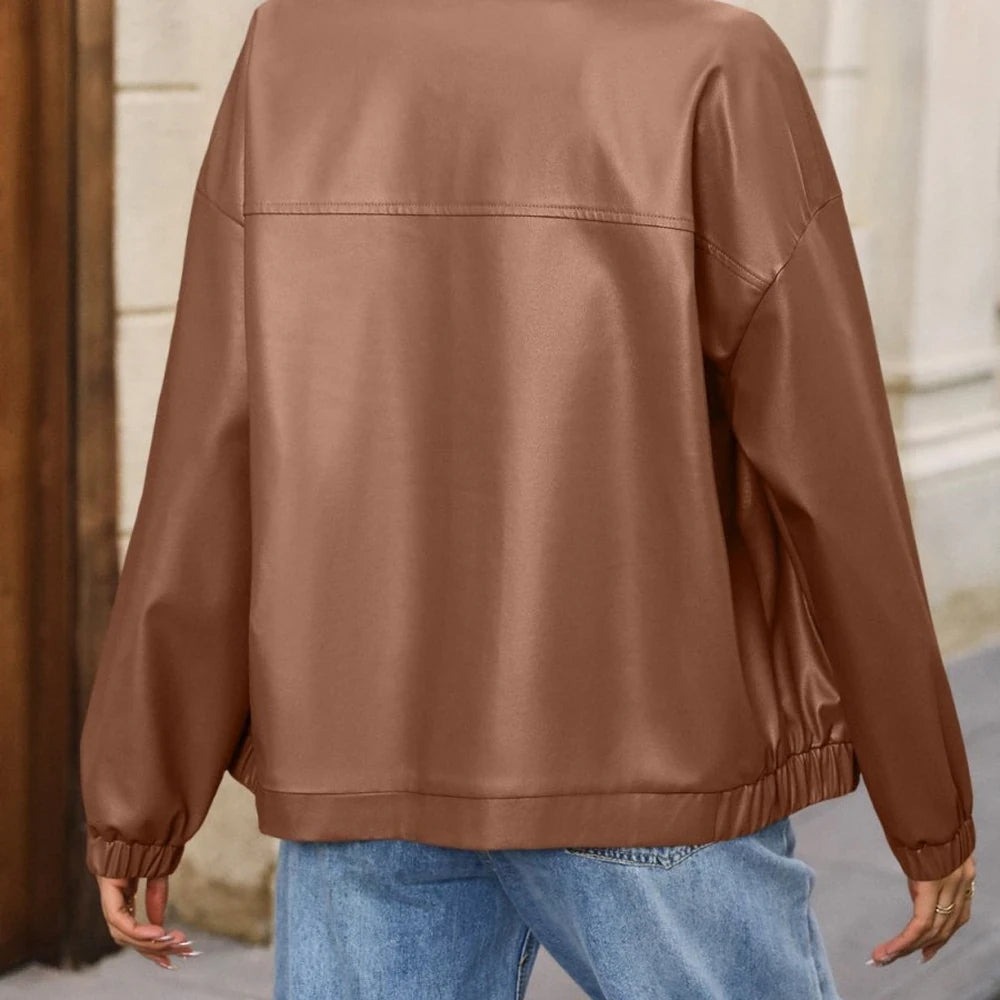 Women's Zip-Up Dropped Shoulder Jacket
