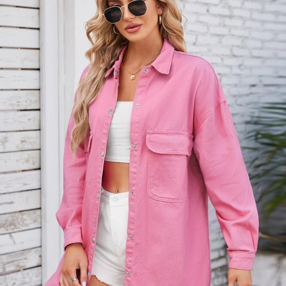 Denim Shacket with Pockets
