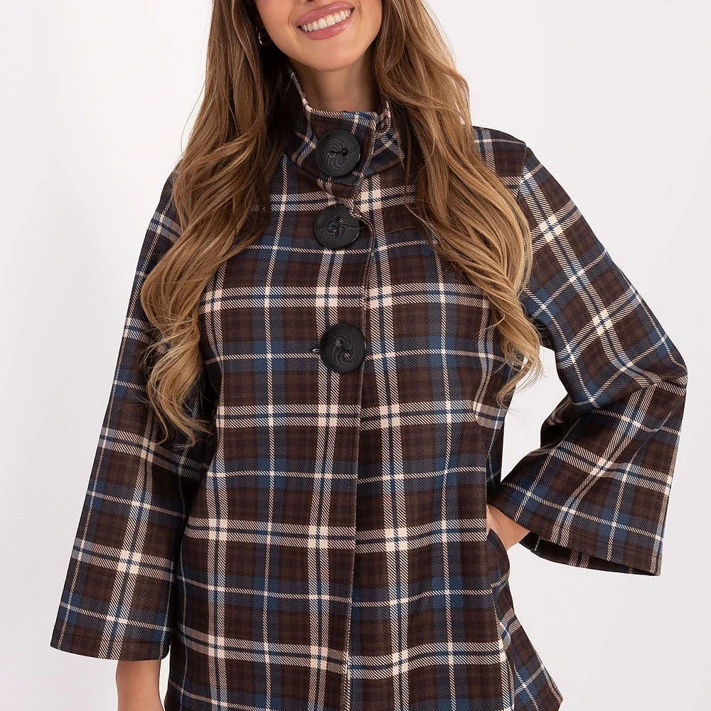 Checkered Coat with Buttons