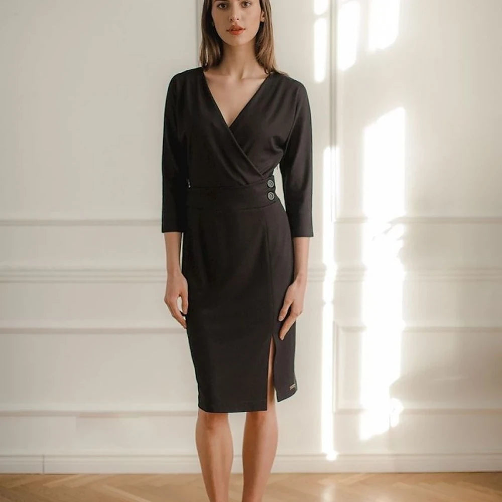 Fitted Midi Dress with Kimono Sleeves