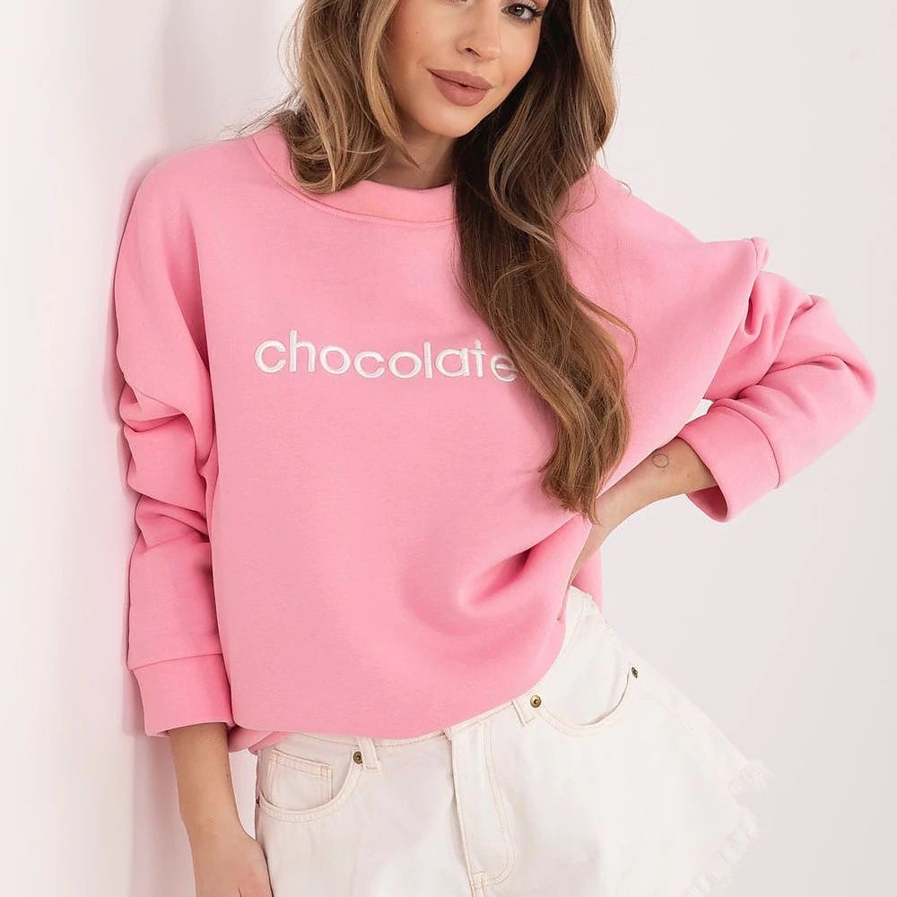 Brown Cotton Spandex Sweatshirt with Embroidery