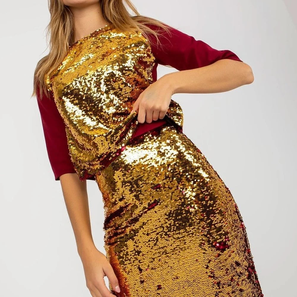 Sequined Pencil Skirt with Zipper