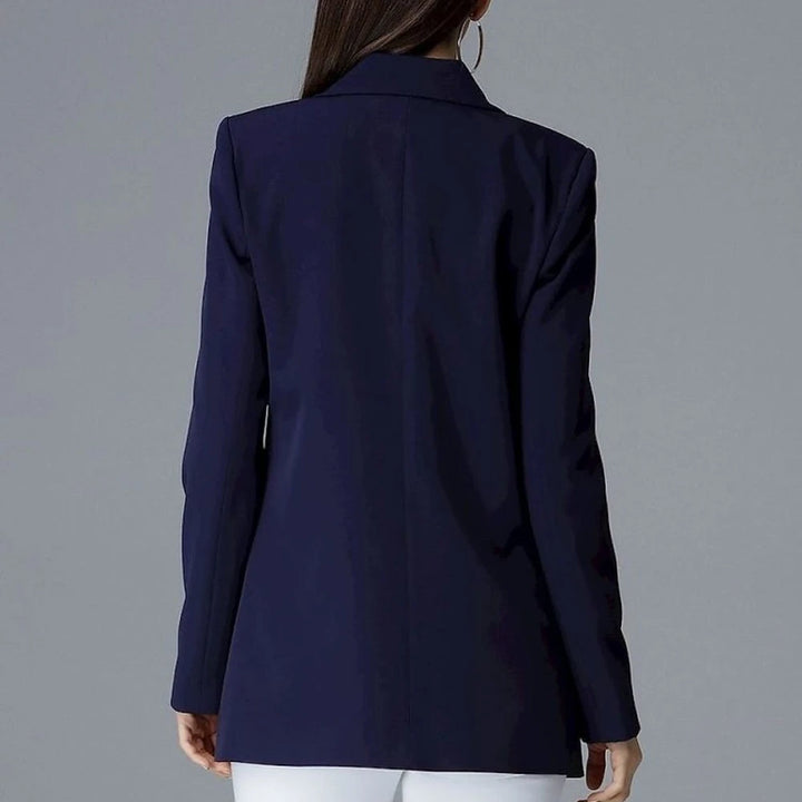 Women's V-Neck Blazer with Decorative Buttons