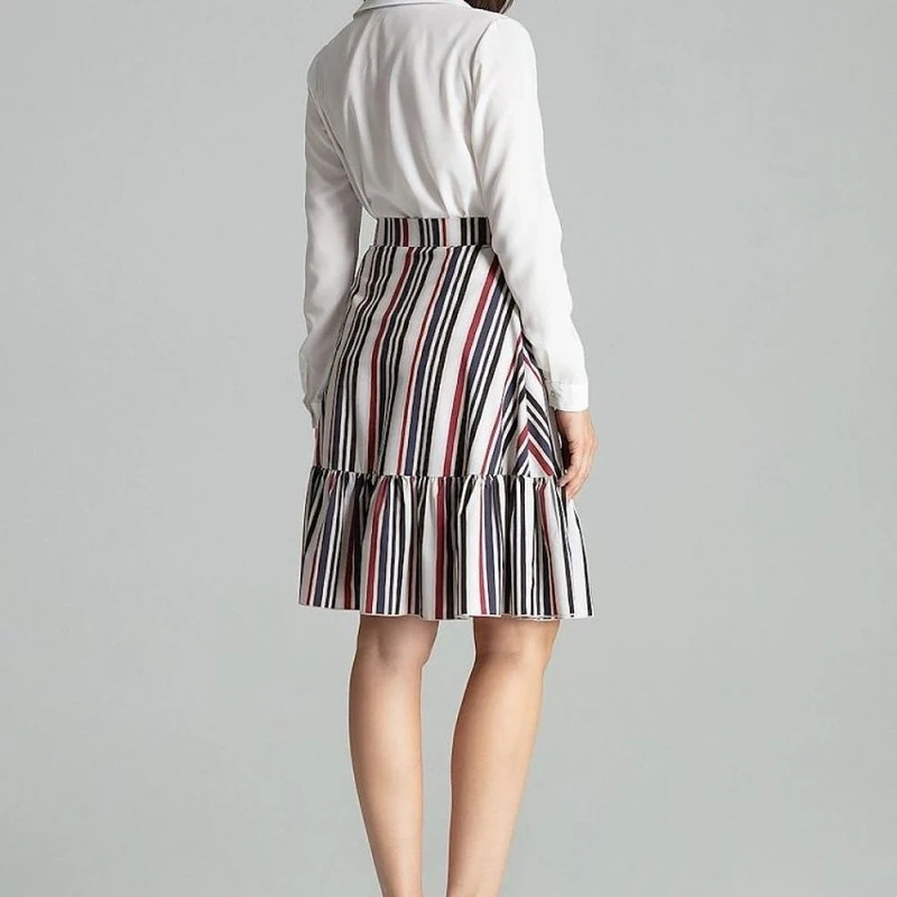 Striped Flared Mini Skirt with Frill