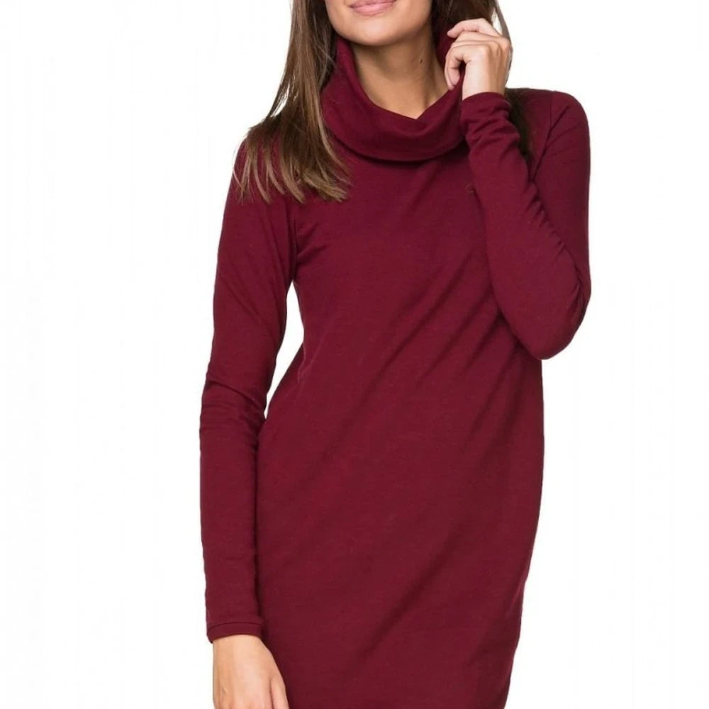Red Knitted Double Turtleneck Daydress