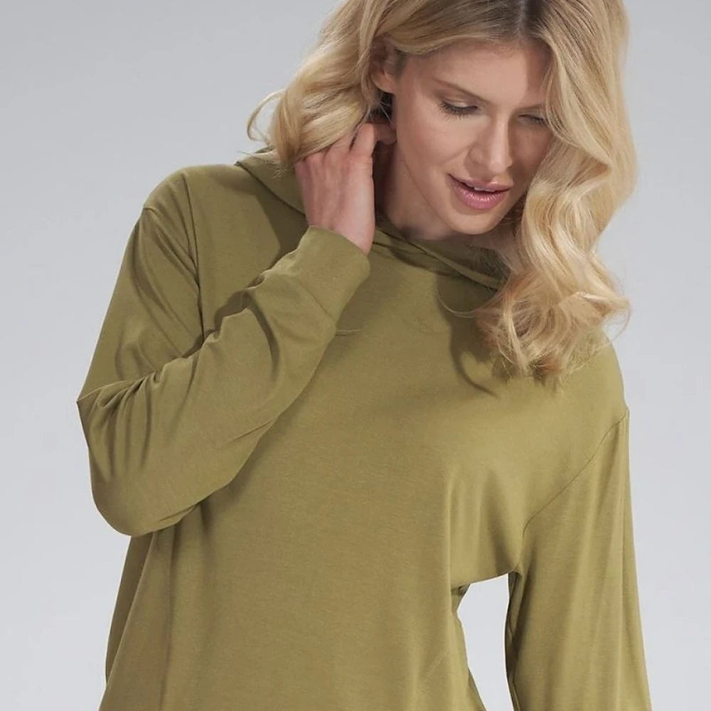 Viscose Hooded Sweatshirt with Long Sleeves