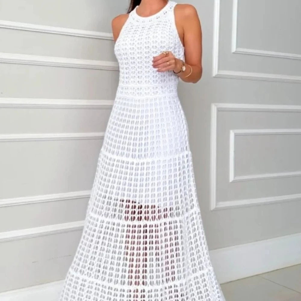 Hollowed-Out Sleeveless Maxi Dress