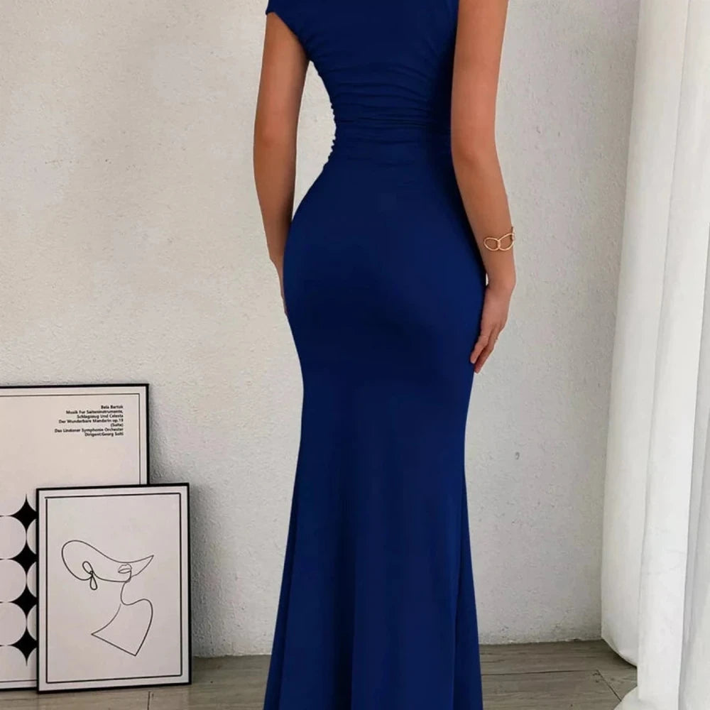 One-Shoulder Ruched Bodycon Maxi Dress