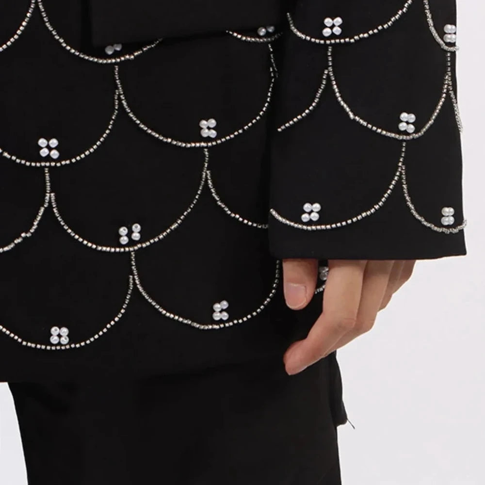 Pearl Detail Long Sleeve Blazer