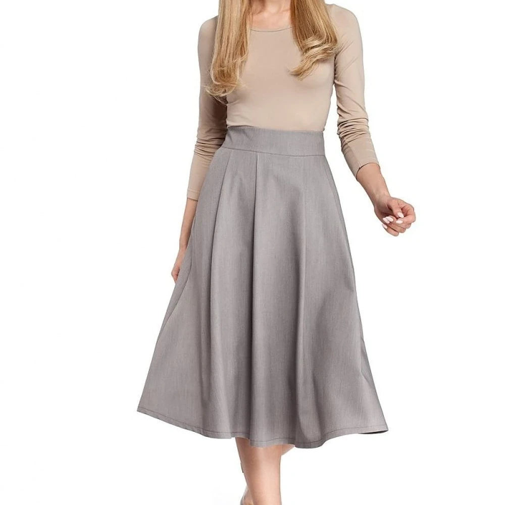 Knee-Length Flared Skirt with Pockets