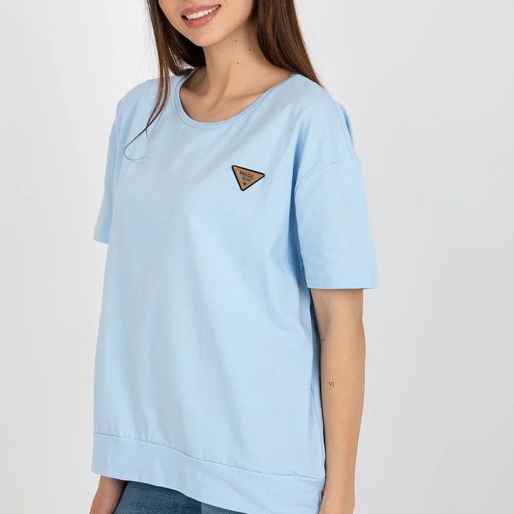 Cotton Blend Blouse with Round Neck