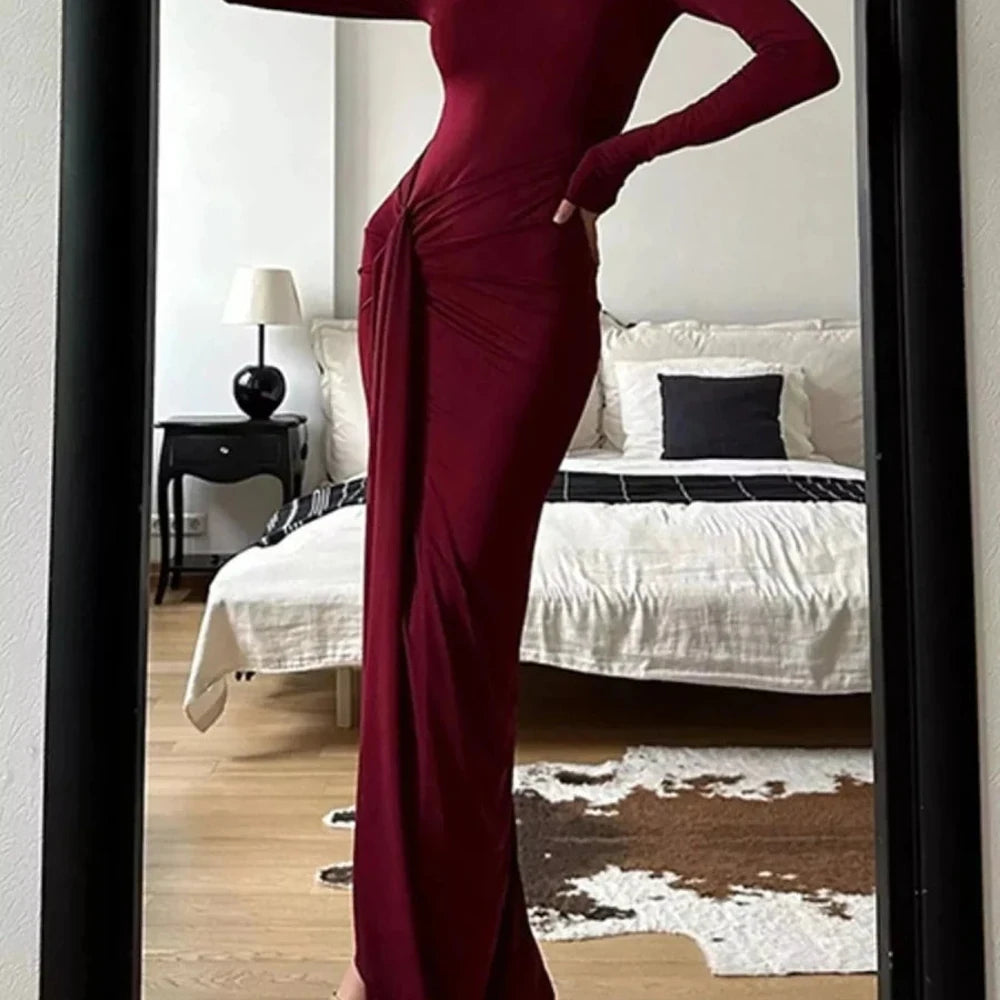 Turtleneck Slit Maxi Dress