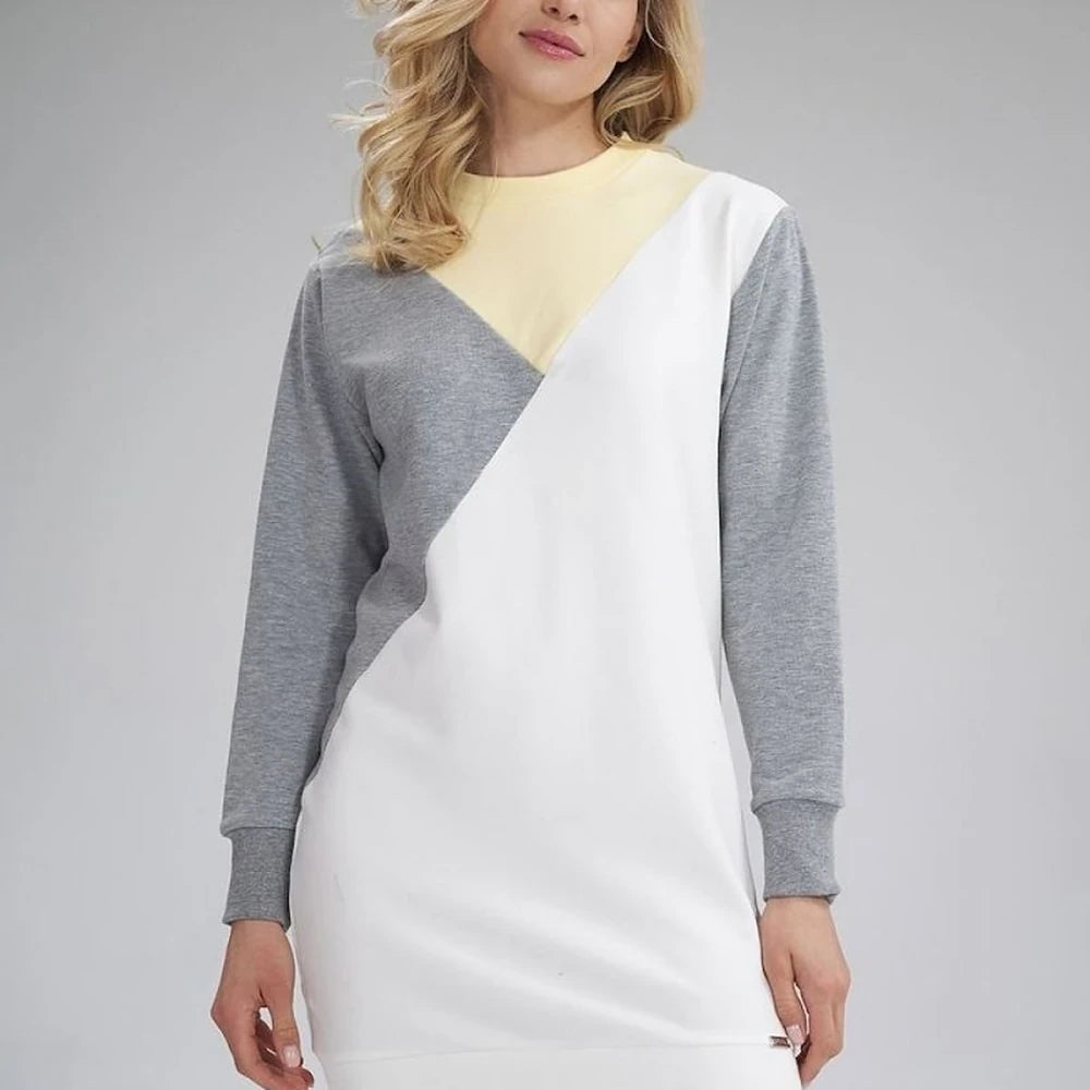 Tri-Color Cotton A-Line Midi Dress
