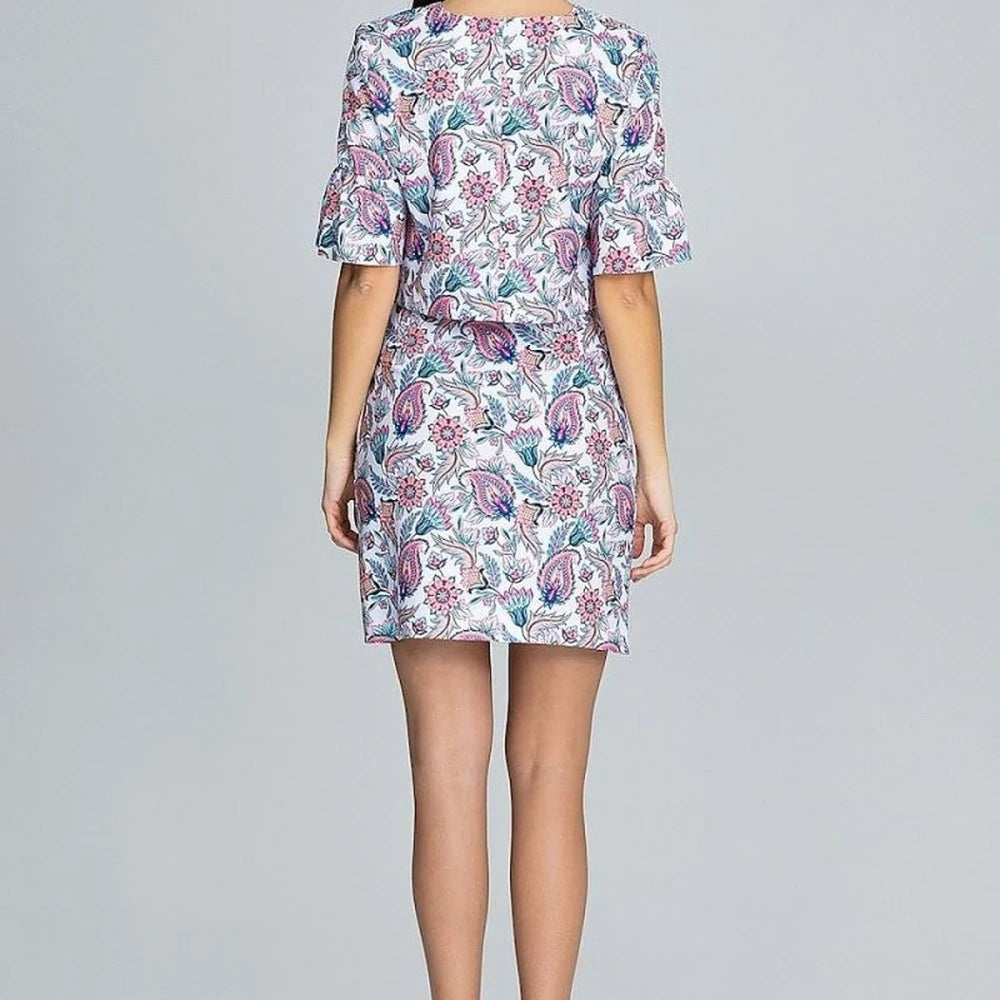 Floral Blouse & Skirt Set with Frilled Sleeves