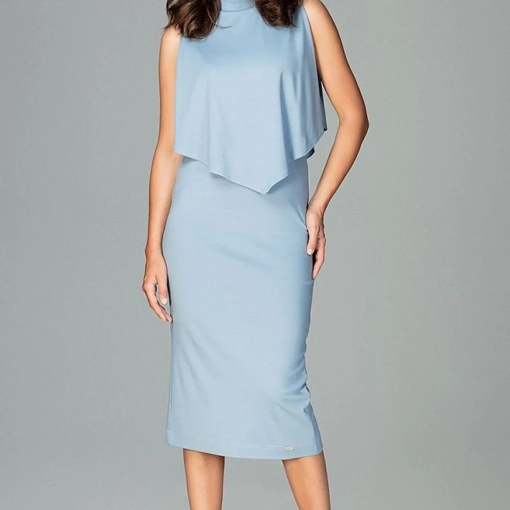 Fitted Cocktail Dress with Stand-Up Collar