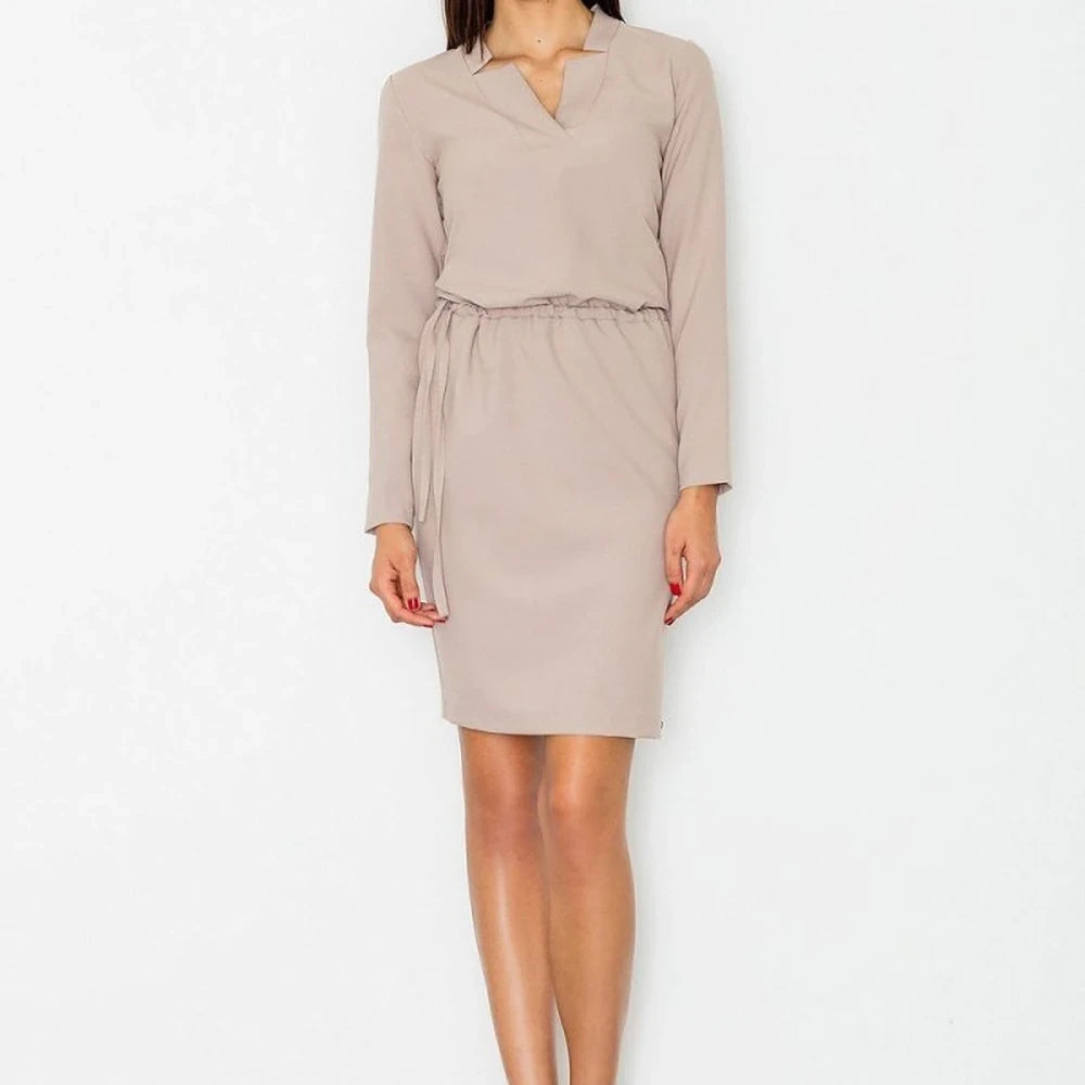 Green Long Sleeve Dress with Waist Tie