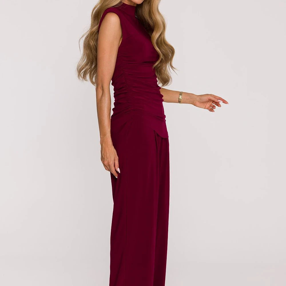 Sleeveless Turtleneck Wide Leg Pants Set