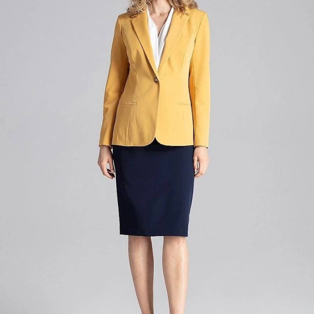 Classic One-Button Jacket with Colorful Lining
