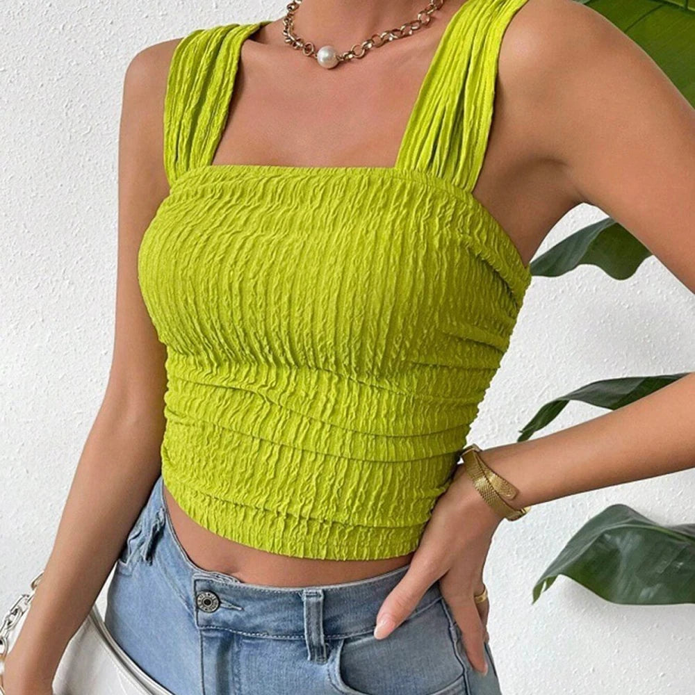 Textured Square Neck Tank Top