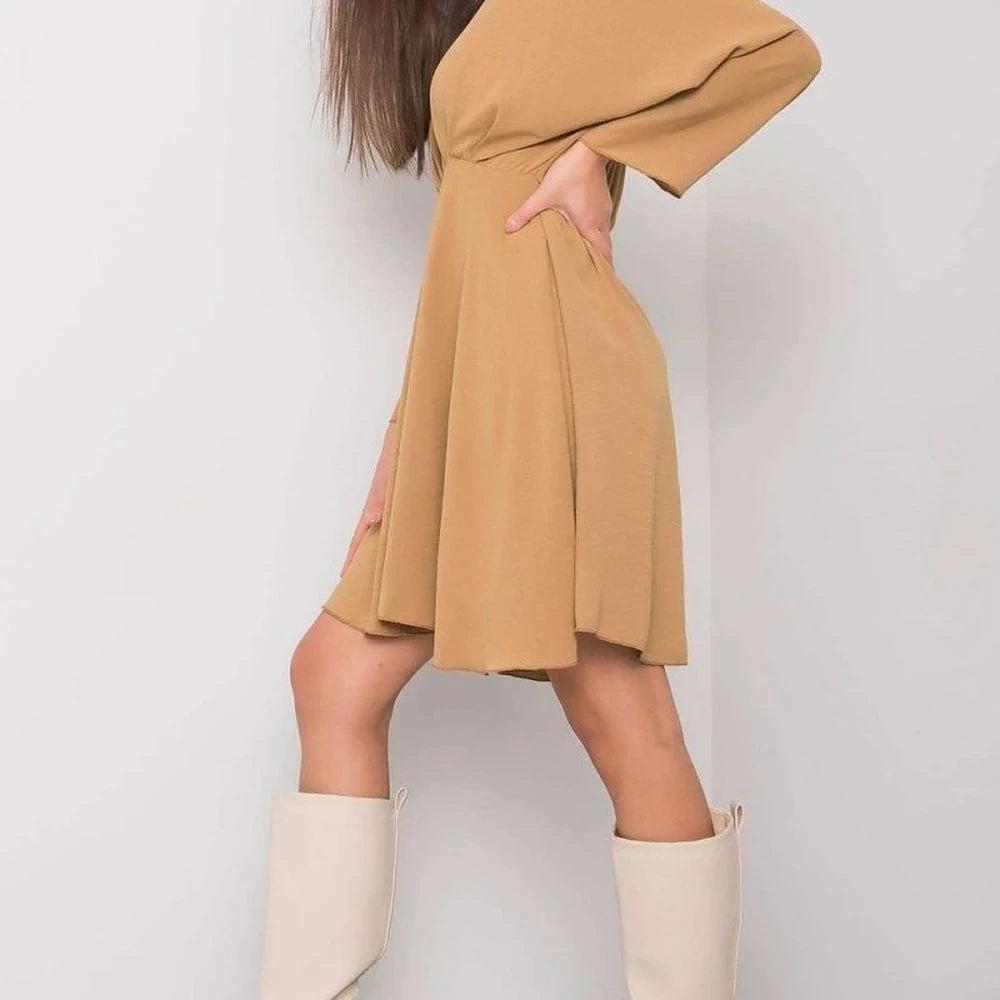 Flared Triangle Neck Day Dress