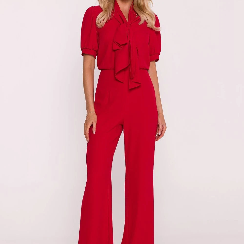 Women's Elegant Suit V-Neck Wide Leg Trousers