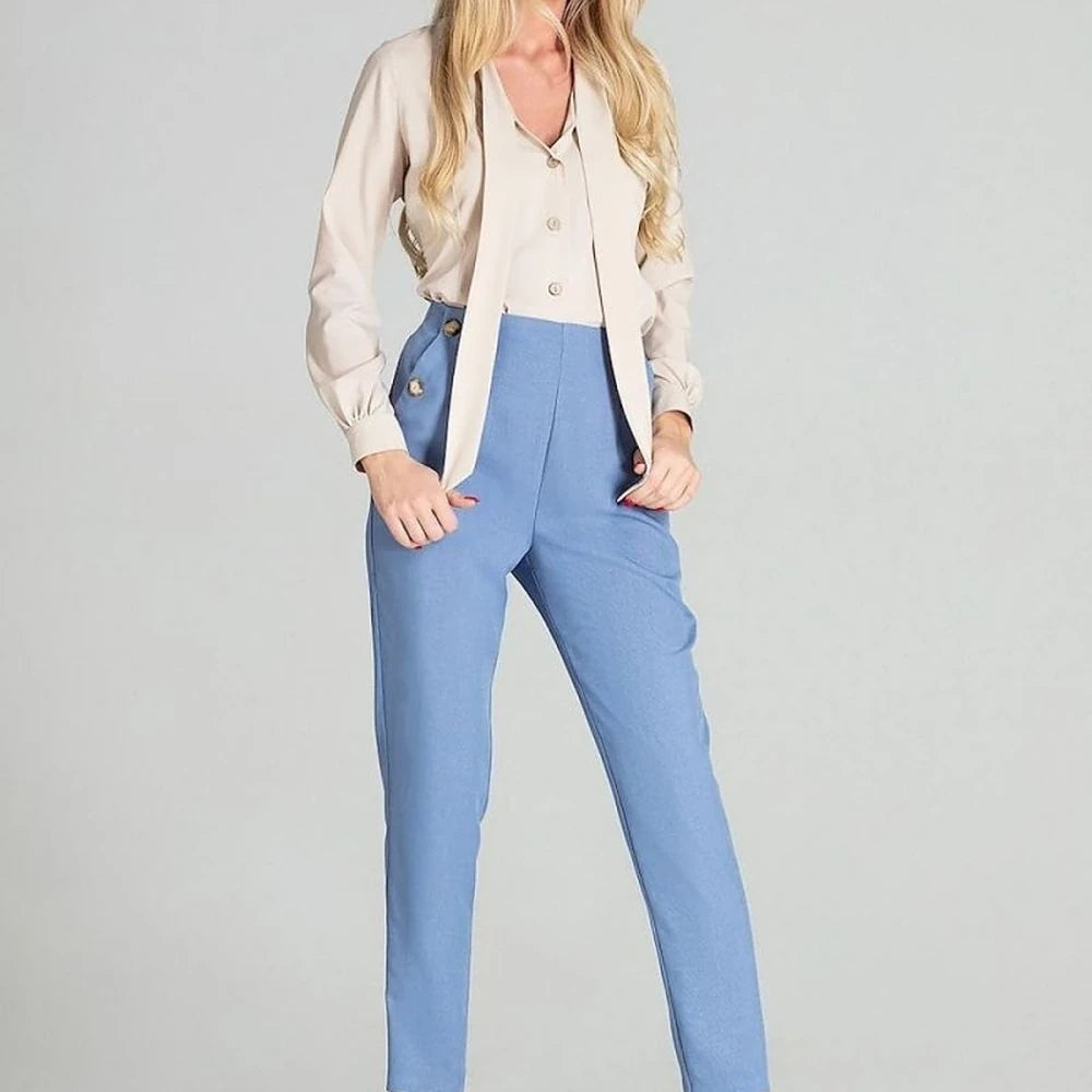 Checked Trousers with Tapered Legs