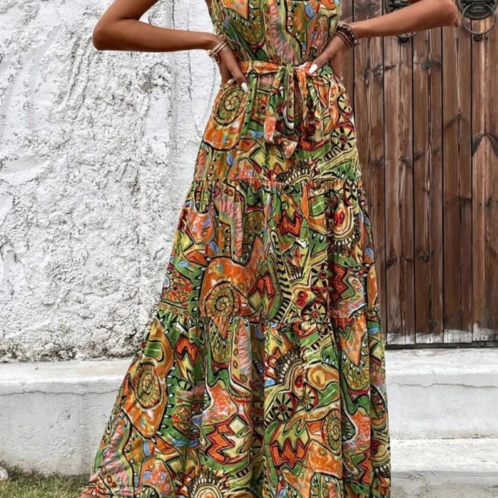 Floral Sleeveless Tie-Front Dress