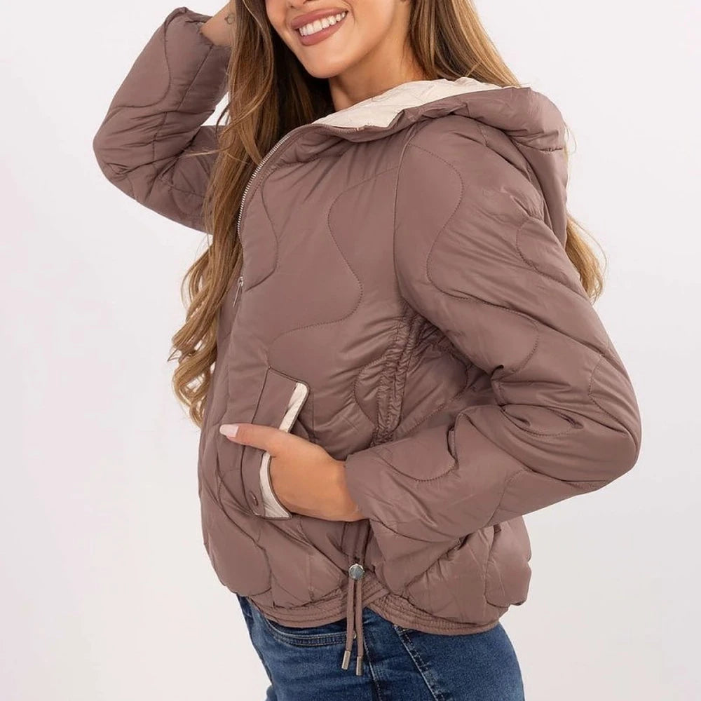 Women's Polyester Quilted Jacket with Hood