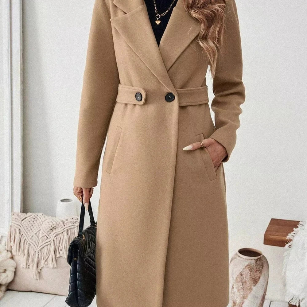 One Button Wool Blend Overcoat