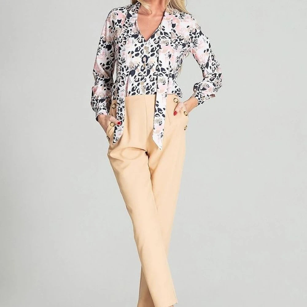 Leopard Print Long Sleeve Shirt - White