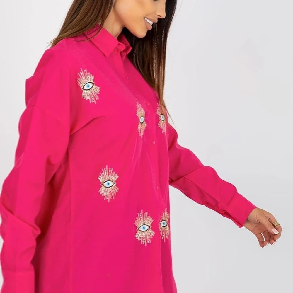 Embroidered Long Sleeve Button Up Shirt